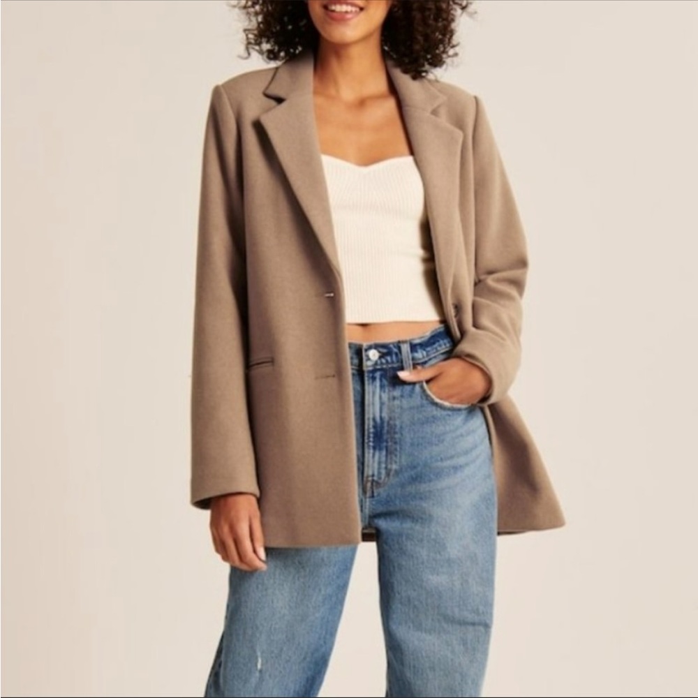 Abercrombie & Fitch Tan Wool Blend Blazer Coat Size Small
